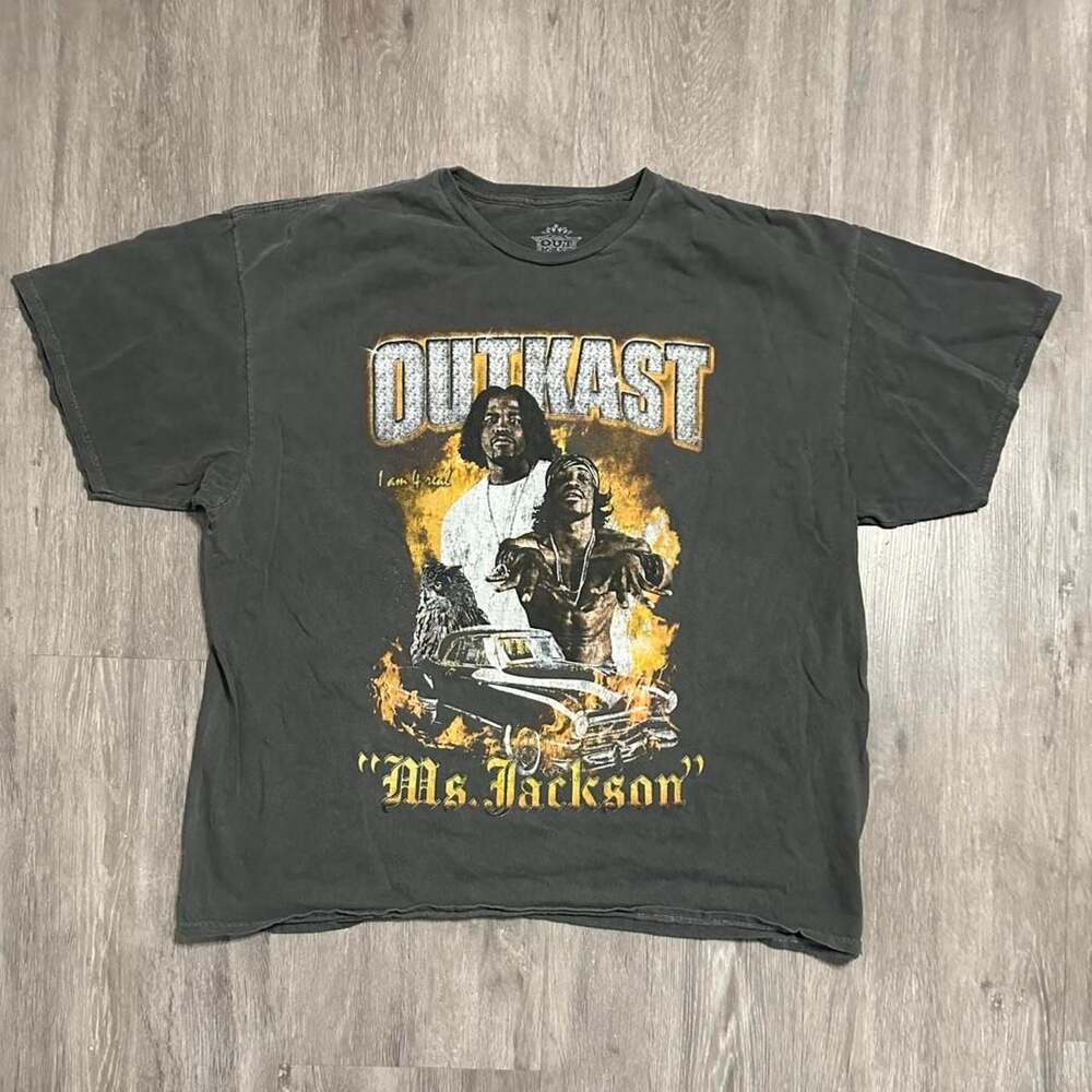 Outkast Ms. Jackson Graphic T-Shirt, Black/Grey Wash, Size L